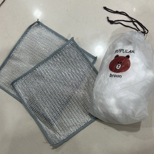 Combo Deal β 2 Pcs Metal Wire Cleaning Cloths with 1 Bear Design Food Cover Packet